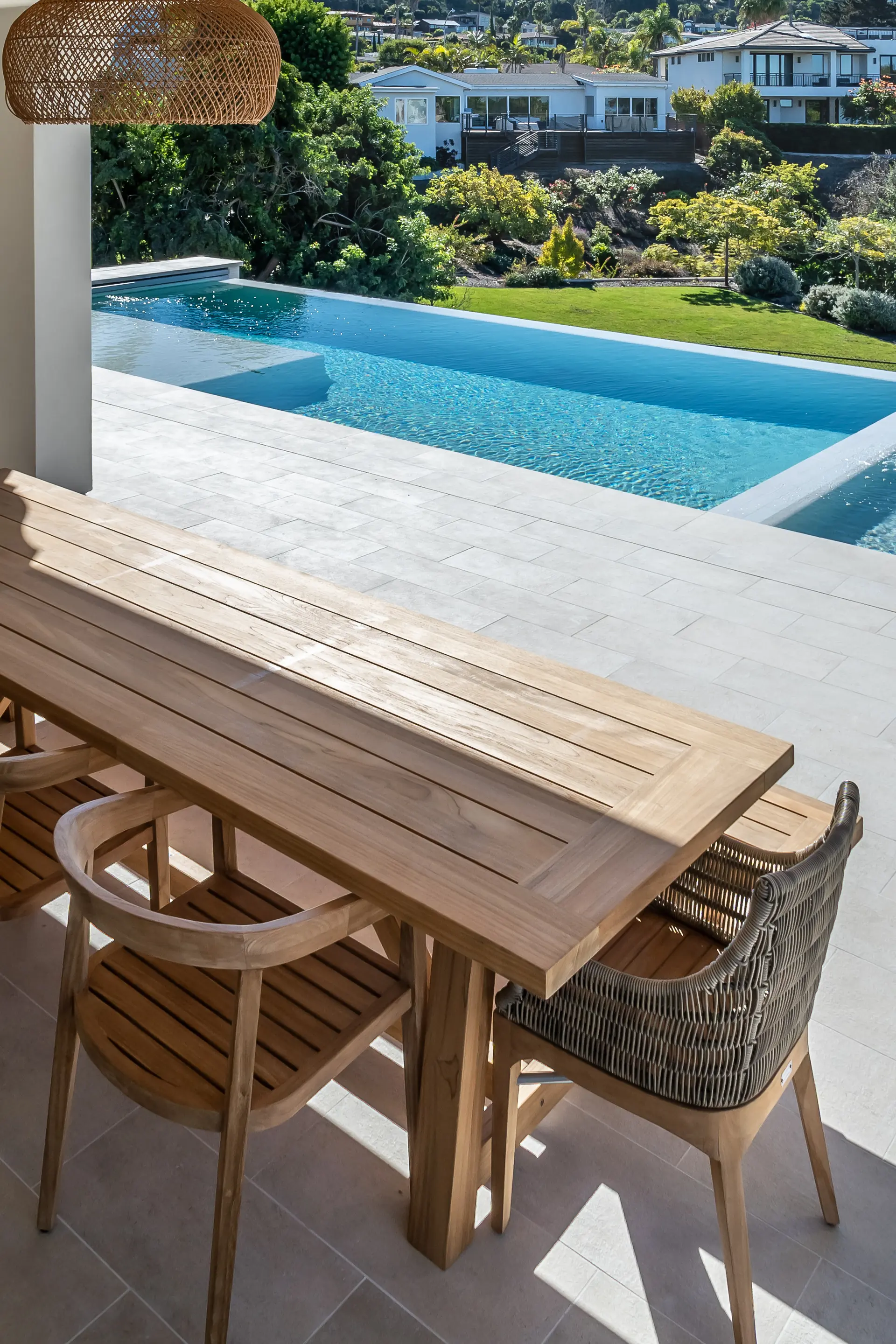 Luxury backyard with outdoor entertainment space