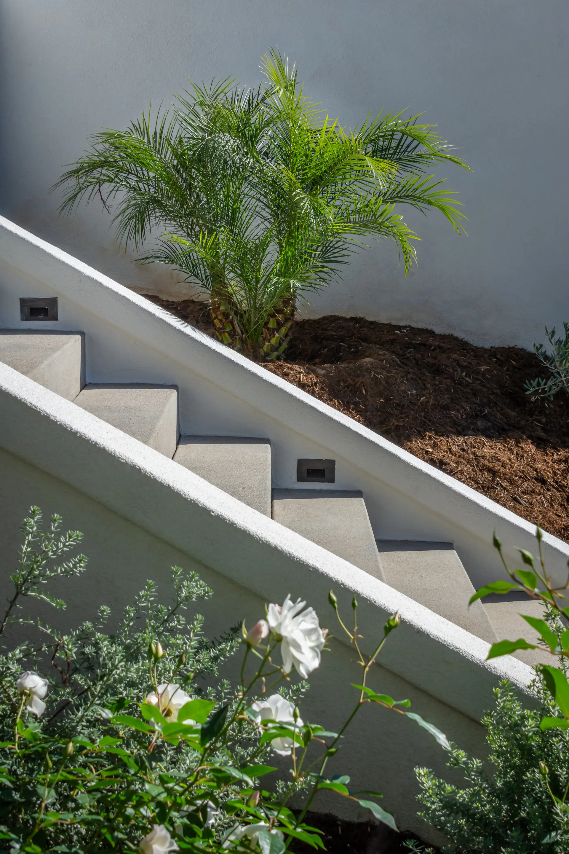 Finished landscape project with retaining walls