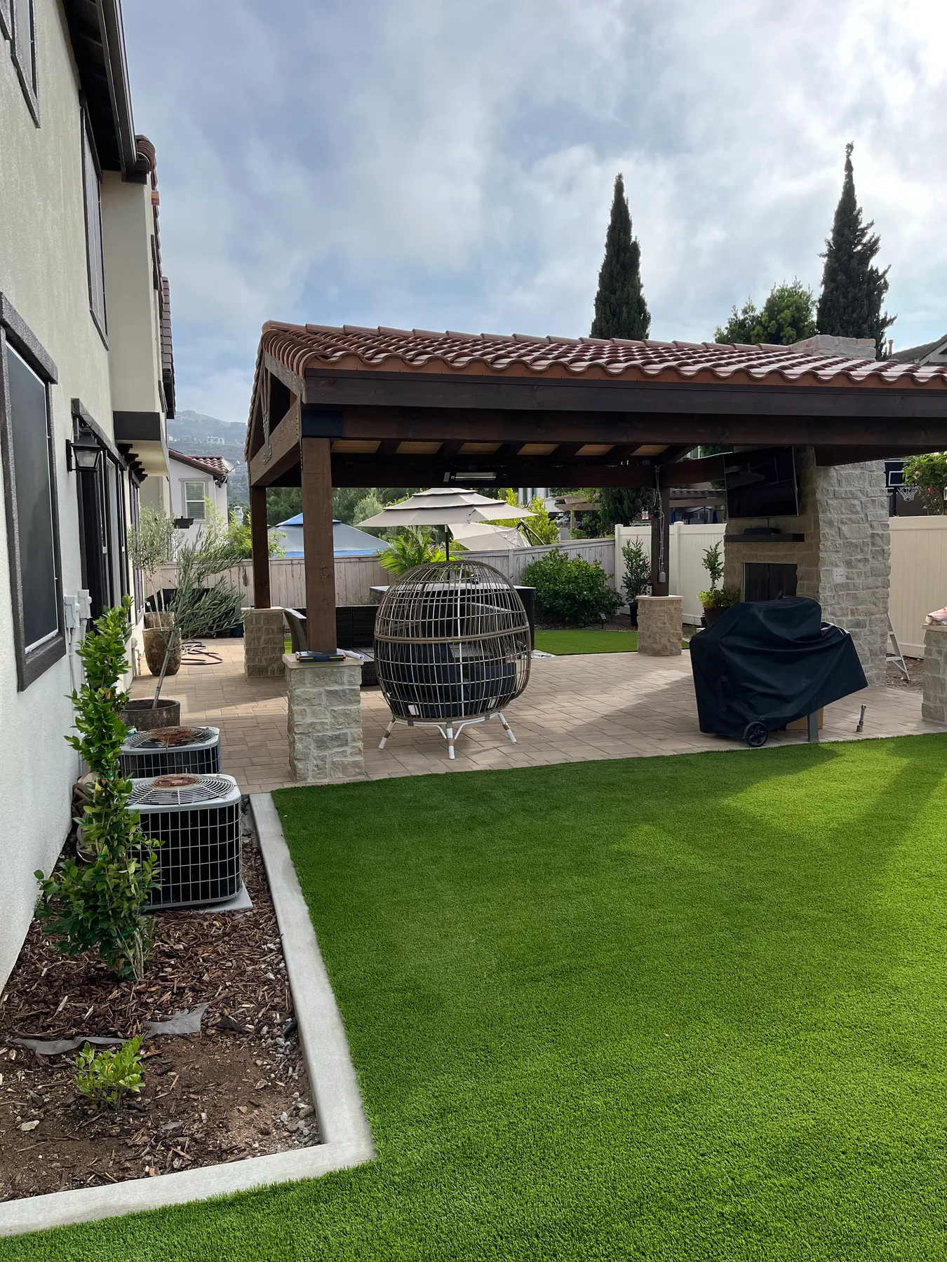 Backyard pavilion lawn project — after