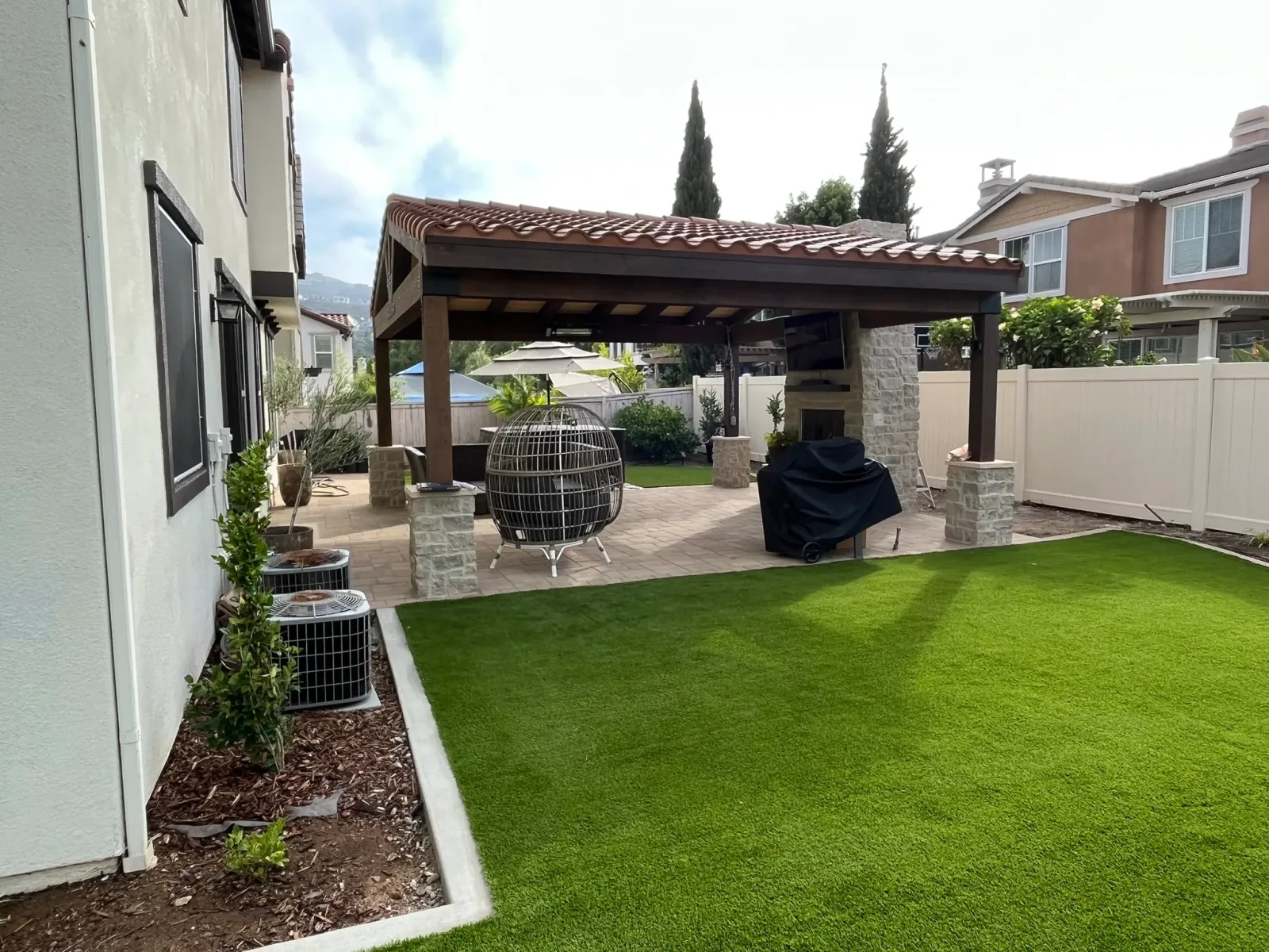 Finished backyard remodel built for family living and entertaining